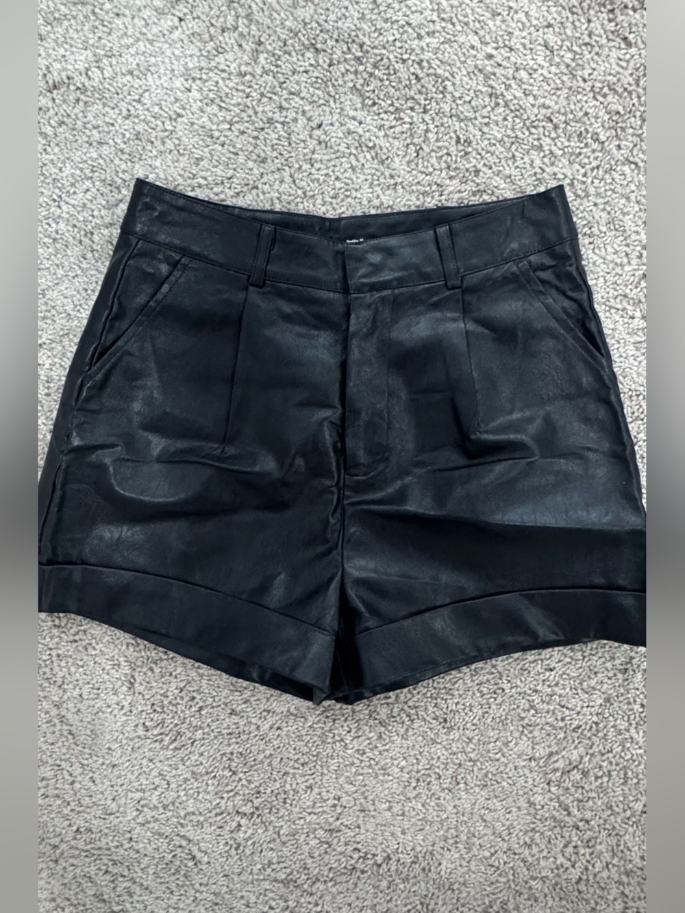 SHEIN Black Faux Leather High-Waist Women's Shorts